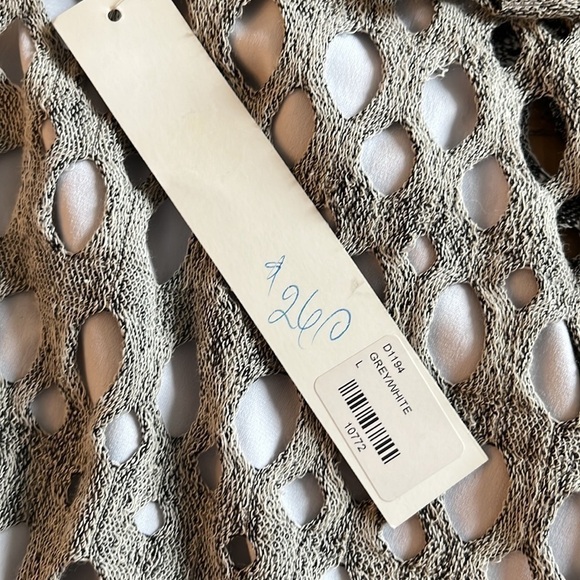 NWT Design Today's Net Bubble 3/4 Sleeve Dress Mesh Gray & White L - Picture 11 of 12